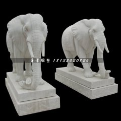 漢白玉大象石雕，動物石雕