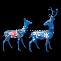 彩繪小鹿雕塑，玻璃鋼動物