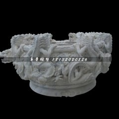 龍浮雕水缸，仿古石水缸