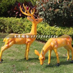 公園動物雕塑，玻璃鋼梅花鹿雕塑