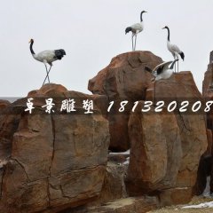仿真仙鶴雕塑，玻璃鋼動物雕塑