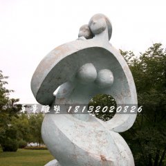 公園抽象人物石雕，母子情深石雕