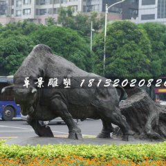 開(kāi)荒牛銅雕，動(dòng)物銅雕
