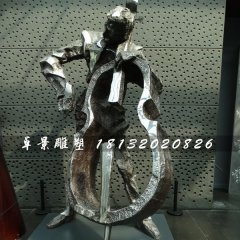 拉大提琴雕塑，不銹鋼景觀雕塑