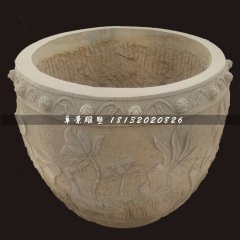水缸石雕，大理石水槽雕塑