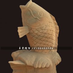 石雕魚，晚霞紅噴水魚石雕