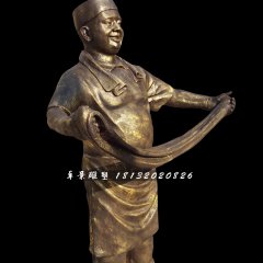 拉面雕塑，玻璃鋼仿銅人物雕塑