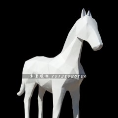 抽象馬雕塑，玻璃鋼白馬雕塑