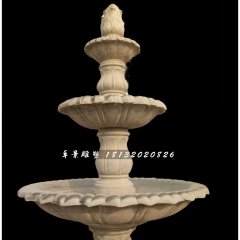 跌水盆石雕，大理石噴泉雕塑