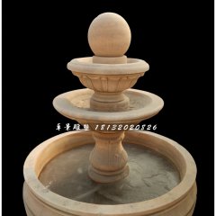 風(fēng)水球噴泉石雕，晚霞紅噴泉雕塑