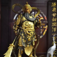 武財(cái)神雕塑，玻璃鋼立式關(guān)公雕塑