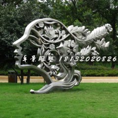 不銹鋼美女頭像雕塑，公園景觀雕塑