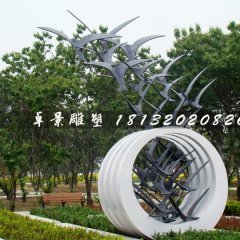 不銹鋼抽象大雁雕塑，公園景觀雕塑