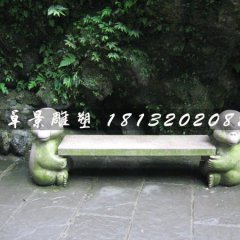 小猴造型長(zhǎng)椅石雕，公園石椅子