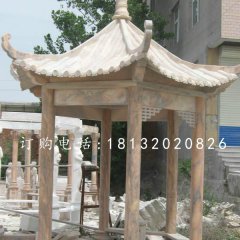 涼亭石雕，晚霞紅涼亭雕塑