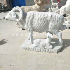 羊羔跪乳石雕，漢白玉動(dòng)物雕塑