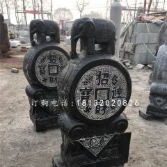 抱鼓石雕塑，小象門墩雕塑