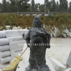 持刀關(guān)公石雕，青石關(guān)公