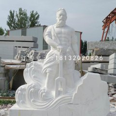 大禹治水石雕，漢白玉古代人物石雕