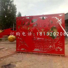 小孩鯉魚(yú)剪紙雕塑，不銹鋼景觀雕塑