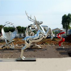 馴鹿雕塑，不銹鋼動(dòng)物雕塑