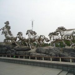 奔騰的馬雕塑，不銹鋼馬雕塑