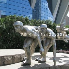 不銹鋼滑冰雕塑，不銹鋼運動員雕塑