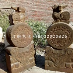 門(mén)枕石，仿古石門(mén)墩
