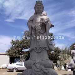 立式觀音石雕，送子觀音石雕
