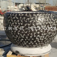 圓形水缸石雕，青石水缸