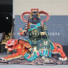 騎虎財神趙公明雕塑，玻璃鋼武財神