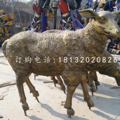 玻璃鋼綿羊雕塑，仿銅動物雕塑