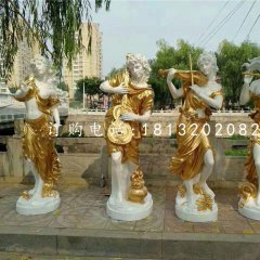 吹拉彈唱雕塑，玻璃鋼西方美女雕塑