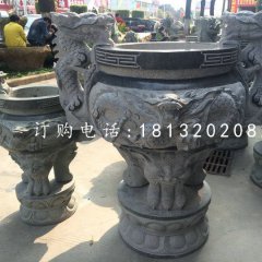 青石香爐，寺廟三足香爐