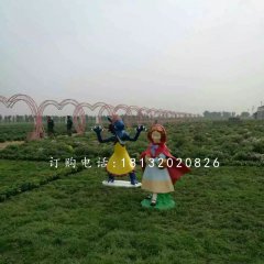 小紅帽與狼外婆雕塑，玻璃鋼卡通雕塑