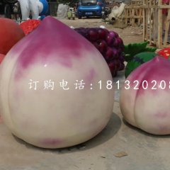玻璃桃子雕塑，仿真水果