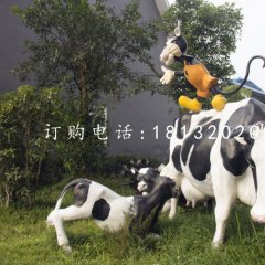 玻璃鋼奶牛雕塑，公園動(dòng)物雕塑