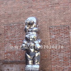 不銹鋼小孩雕塑，小品雕塑