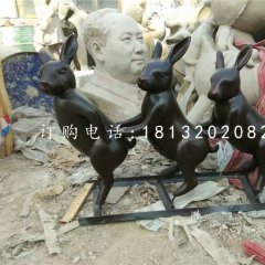 玻璃鋼烤漆動物，小兔子雕塑