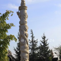 盤龍柱雕塑，石雕柱子