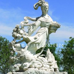 天女散花石雕，公園仙女雕塑