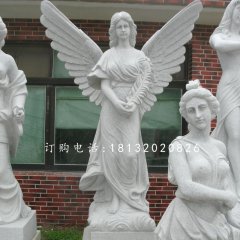 天使石雕，漢白玉西方人物