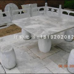方桌圓凳石雕，公園休息椅