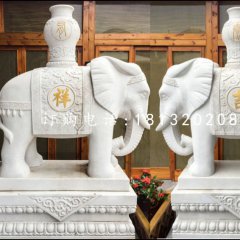 漢白玉大象，吉祥大象石雕