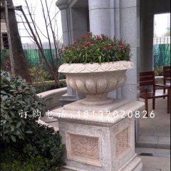 歐式花盆雕塑，花缽石雕