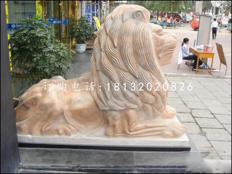 趴著的獅子雕塑，西洋獅石雕