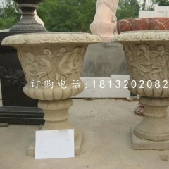 砂巖花盆，歐式花缽雕塑