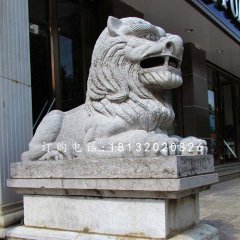 西洋獅石雕，銀行門口石獅子