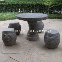 仿古圓桌圓凳，石桌椅