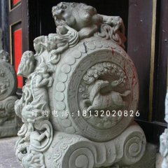 青石抱鼓石雕塑，仿古門墩